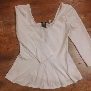 EXPRESS 3/4 sleeve white peplum shirt- M